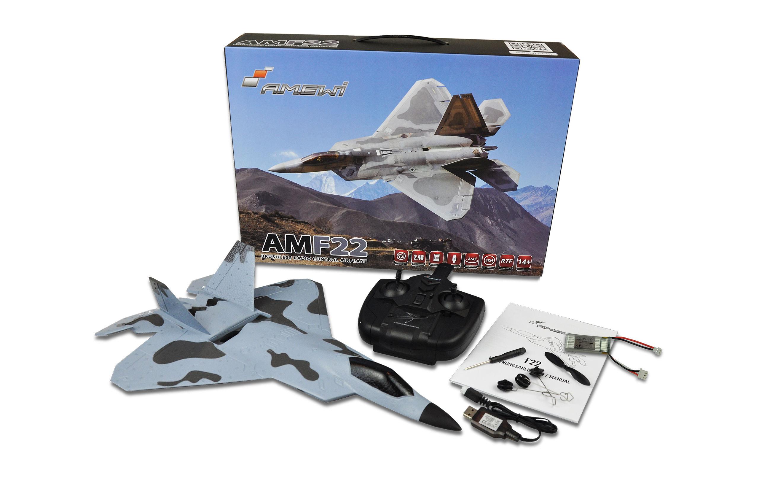 Jet F22 mit Gyro, Brushless RTFKleiner F-22 Jet mit Brushlessmotor und Gyro