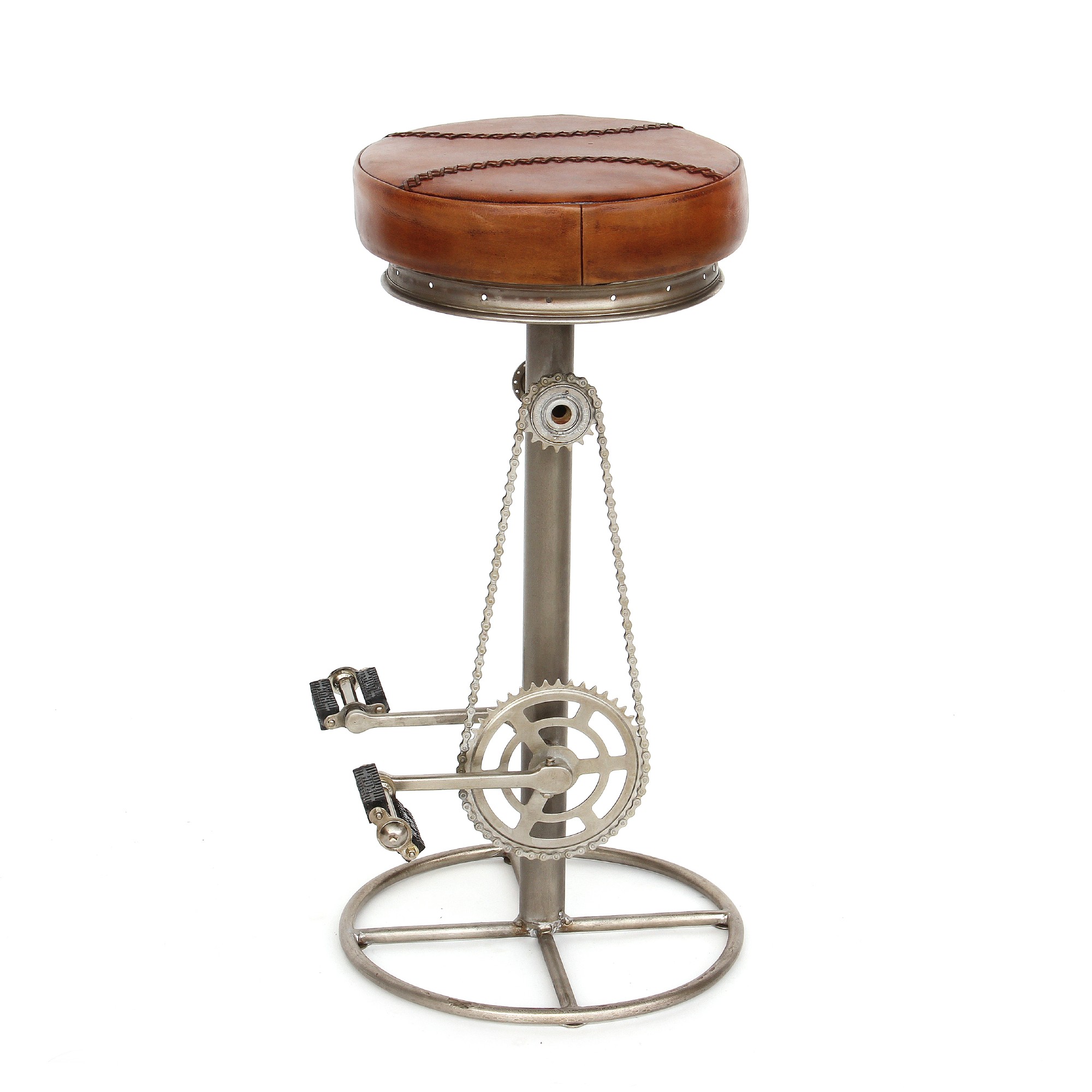Barhocker 'Bicycle II', braun, silber, Ø 42 cm, H 80 cm von fischer's lagerhaus