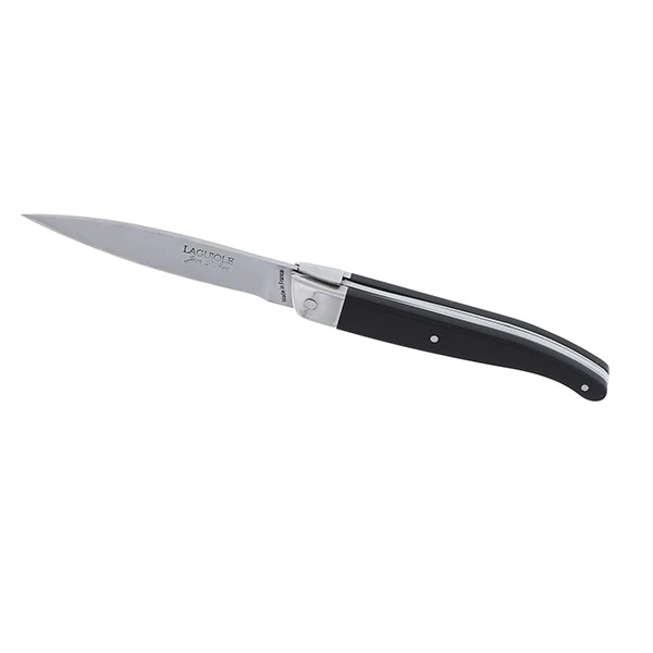 Couteau pliant Laguiole noir avec étui en cuir Jean Dubost