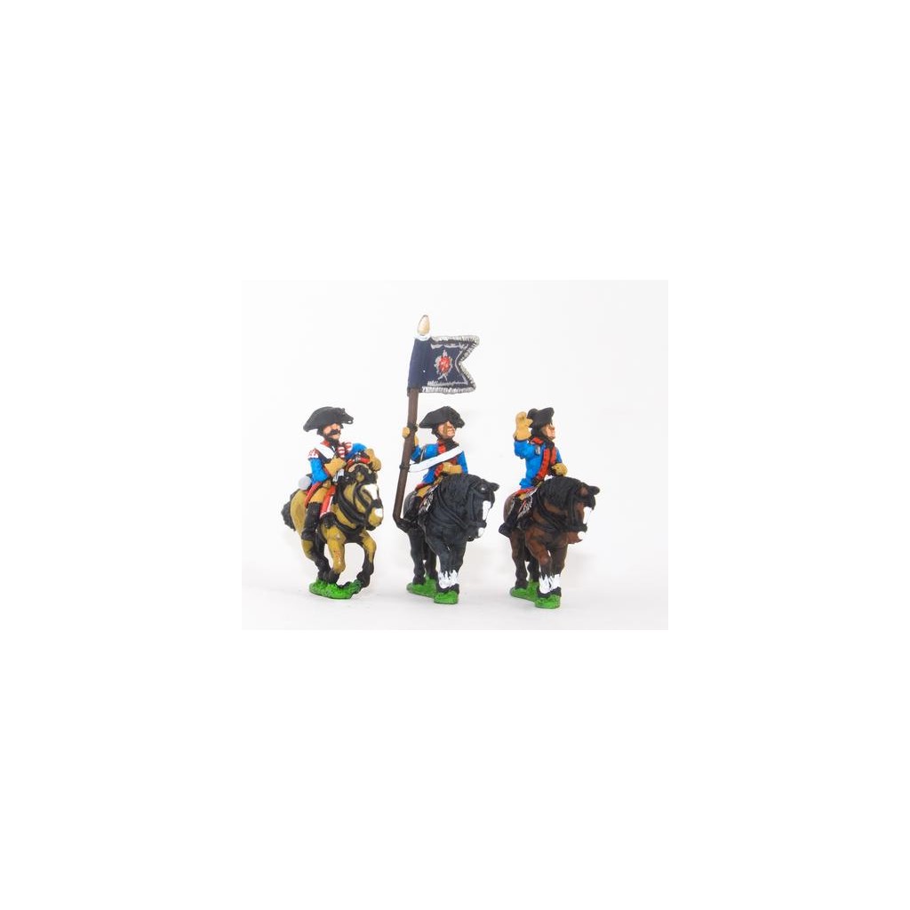 Seven Years War Prussian: Command: Dragoon Officer, Standard Bearer & Trumpeter