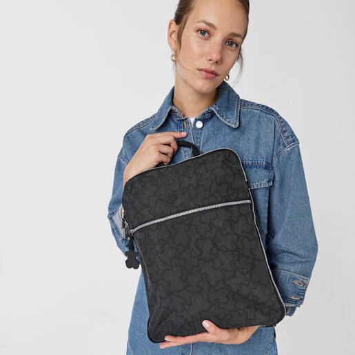 Mochila Kaos New Colors em nylon na cor antracite-preto