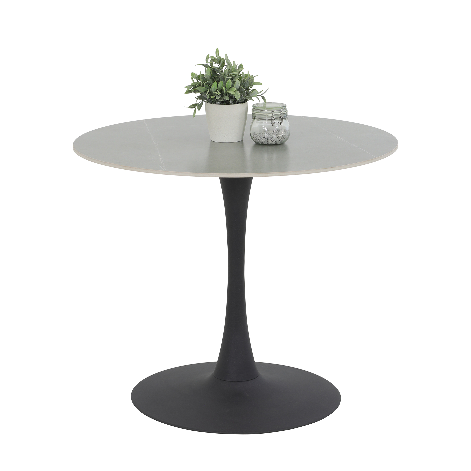 Esstisch - Marmor grau-anthrazit - Steinplatte - Ø 90 cm