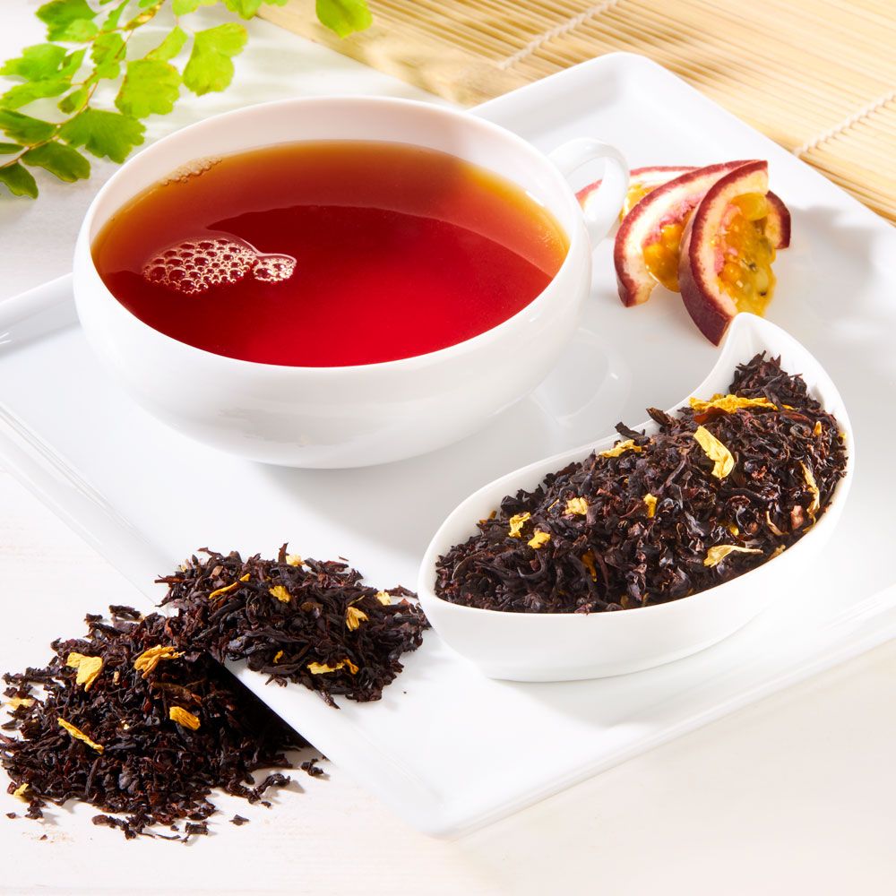 Rauf Tee aromatisierter Schwarztee Maracuja mit Blüten