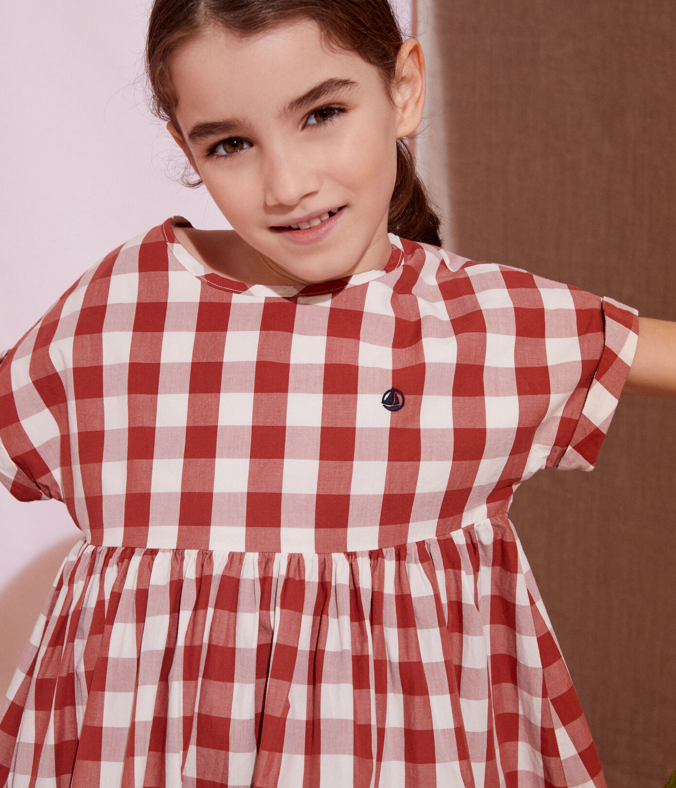 Robe manches courtes en popeline enfant fille