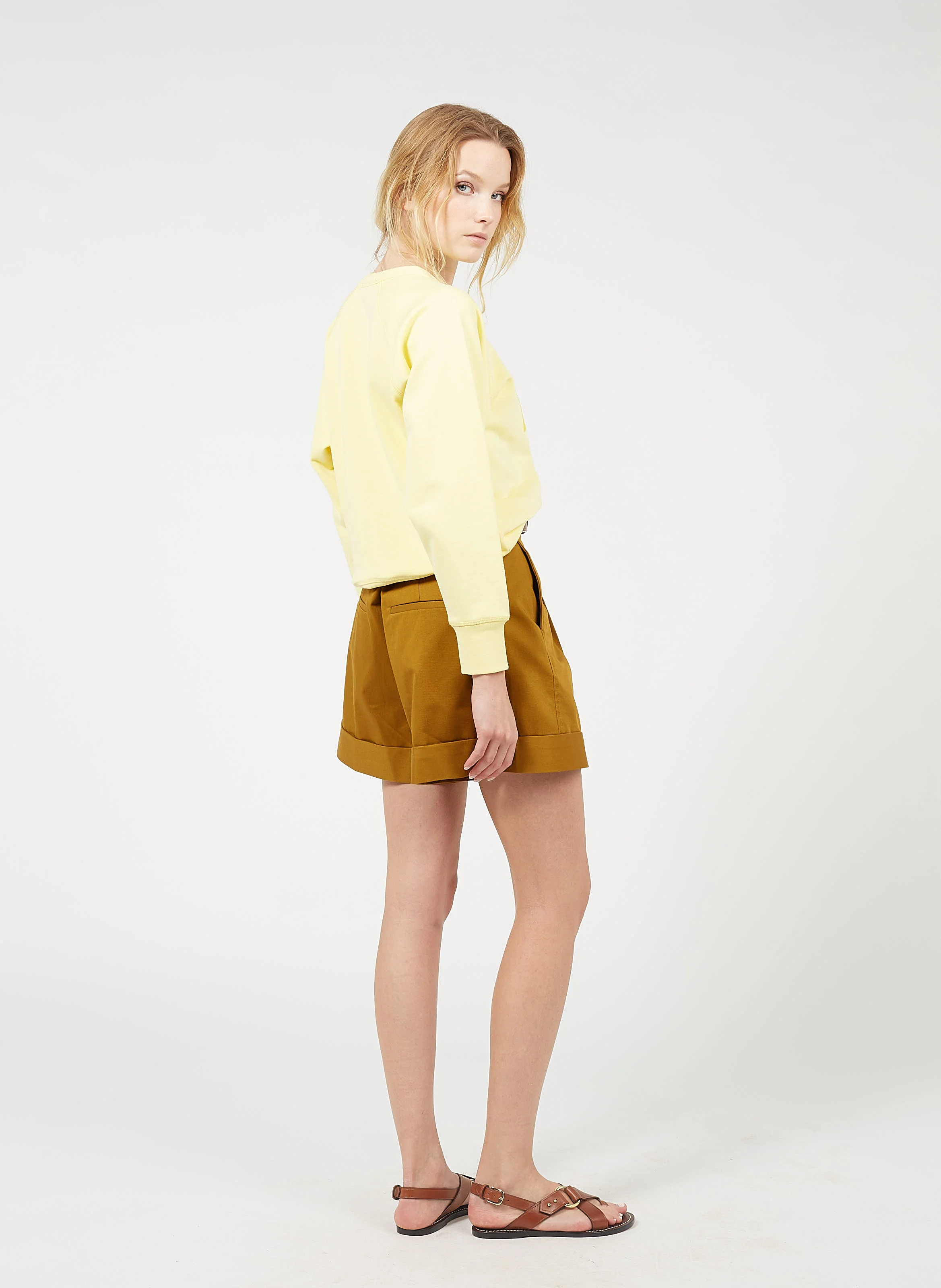Sandales plates en cuir | Marron
