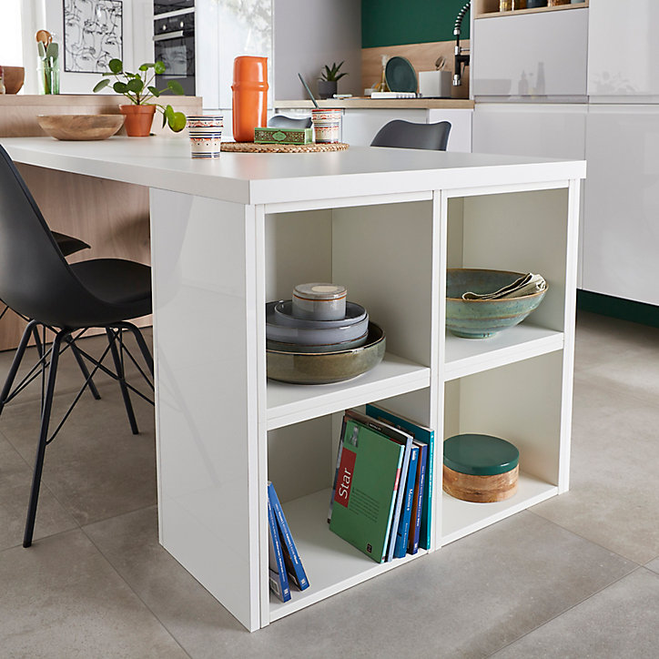 Caisson haut de cuisine ouvert GoodHome Caraway Blanc H. 36 cm x l. 40 cm