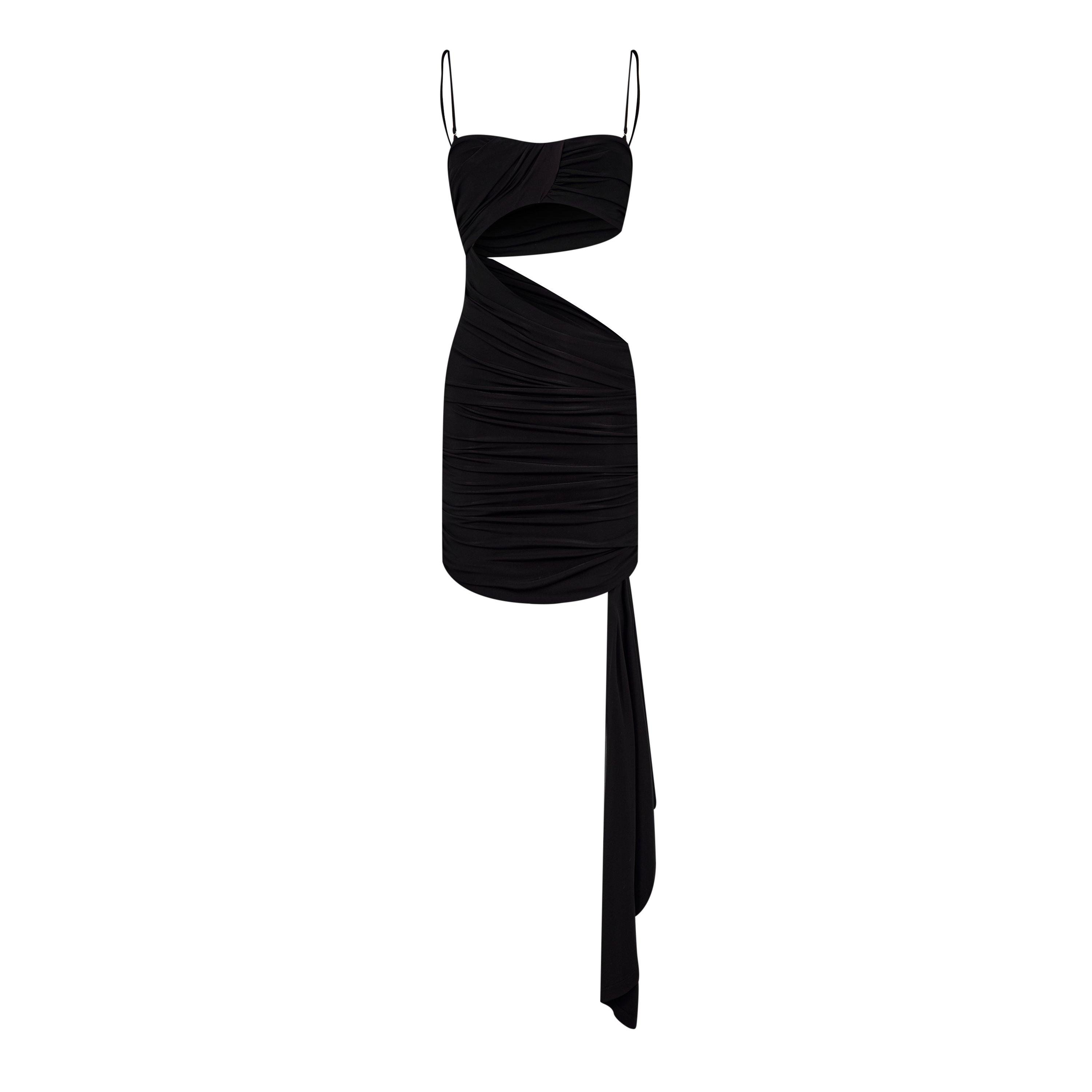 Off White Drape Strapless Dress
