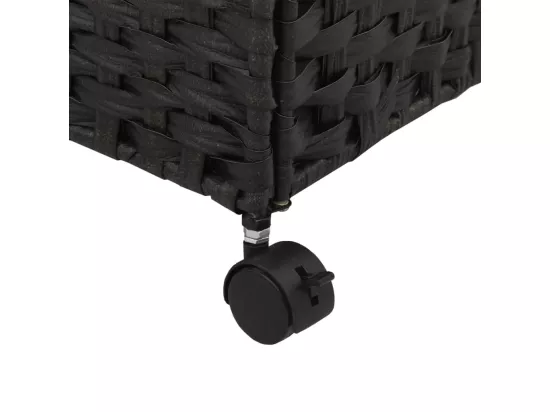 Panier à linge avec roulettes noir 60x35x60,5 résine tressée