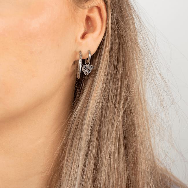 BiSjU Jewellery Oorbellen met Hangend Staaltje Silver SS