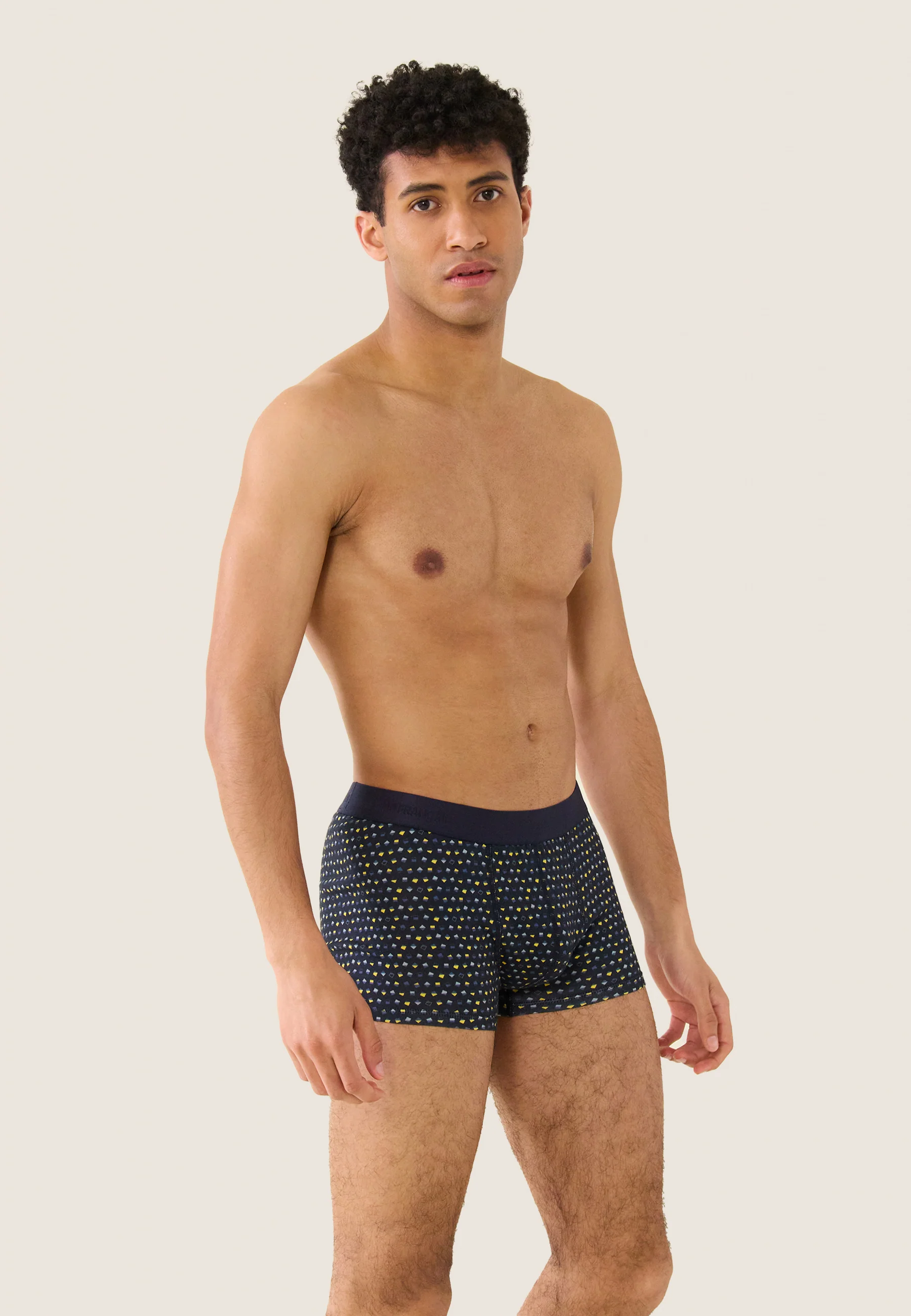 Boxer en coton-Marius Imprimé Petit Carres Marine Cire