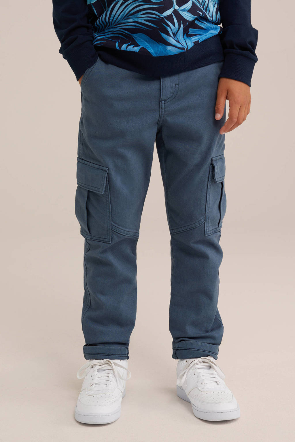 WE Fashion cargobroek blauw