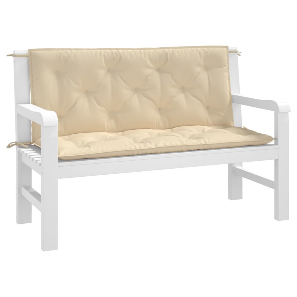 Coussins de banc de jardin 2 pcs beige 120x50x7 cm tissu oxford