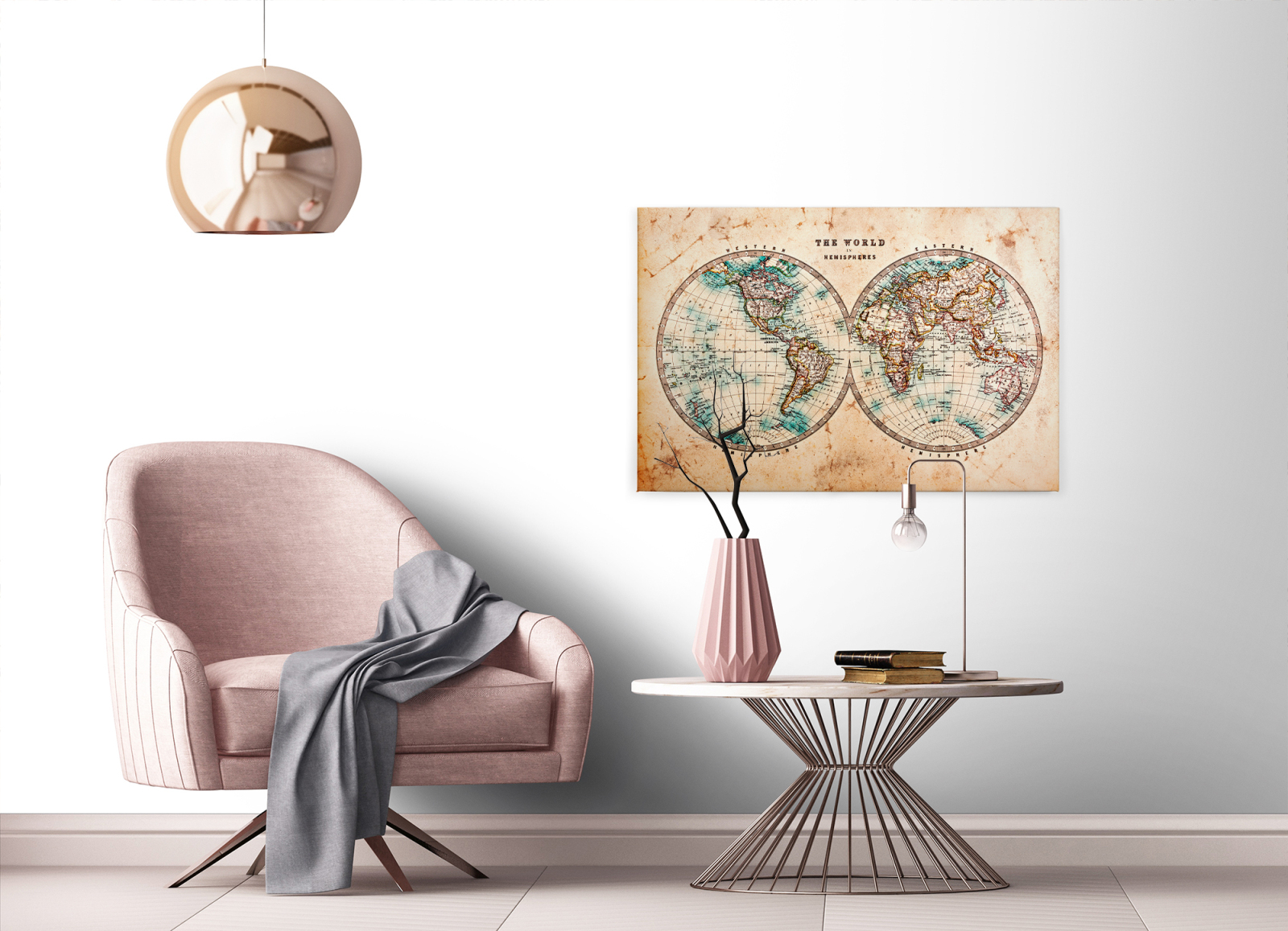 Leinwandbild WELTANSICHT - beige - 90x60 cm