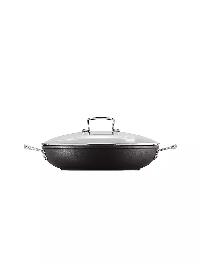 LE CREUSET Aluminium-Antihaft Profipfanne mit Glasdeckel 30cm Schwarz schwarz