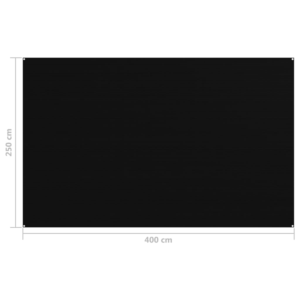 Tapete de campismo Vidaxl preto 250 x 400 cm