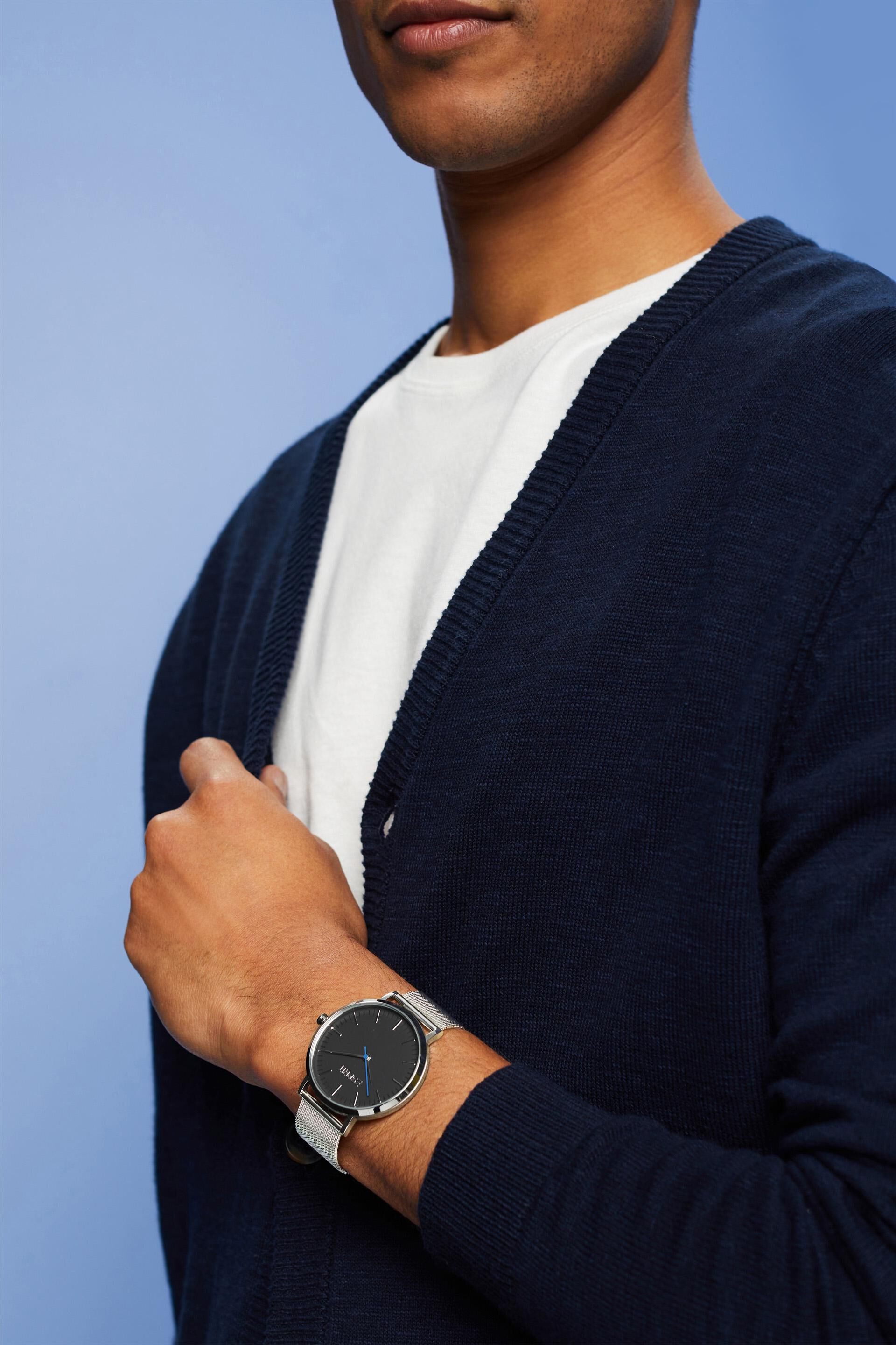 Montre en acier inoxydable avec bracelet en maille milanaise