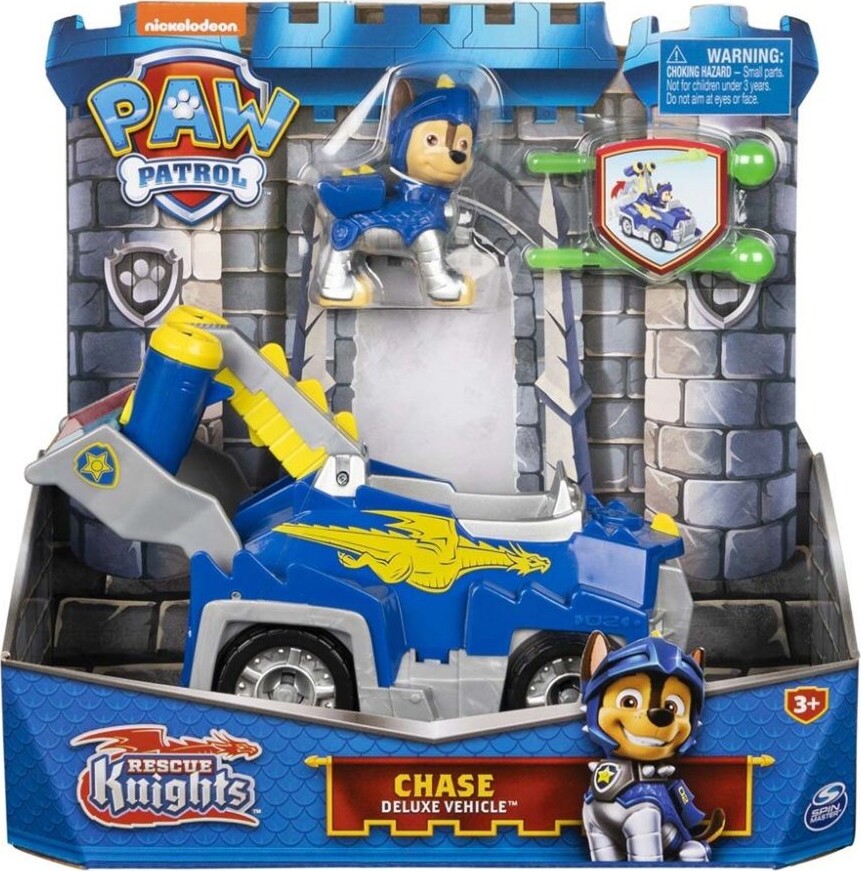 Paw Patrol Figur - Rescue Knights - Chase Med Køretøj