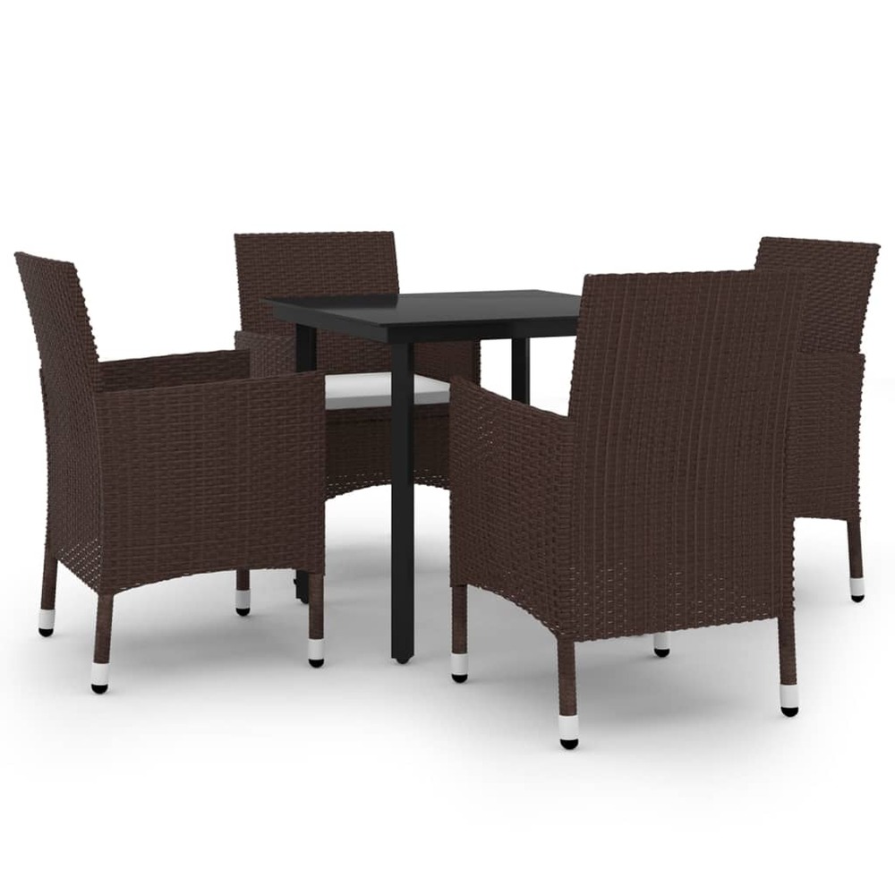 Mobilier à dîner salon de jardin coussins 5 pièces résine tressée verre