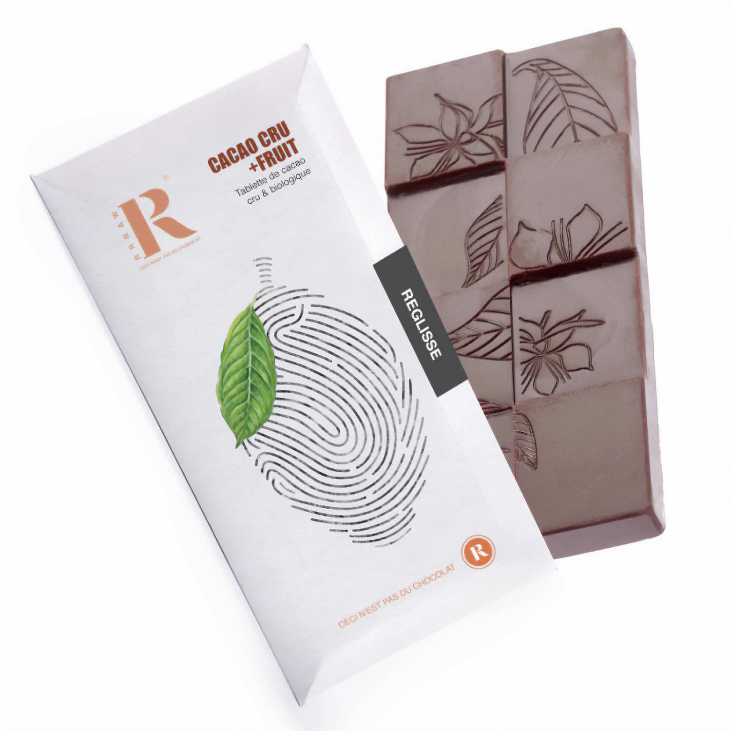 Tablette de chocolat cru (74%) bio et vegan - Réglisse