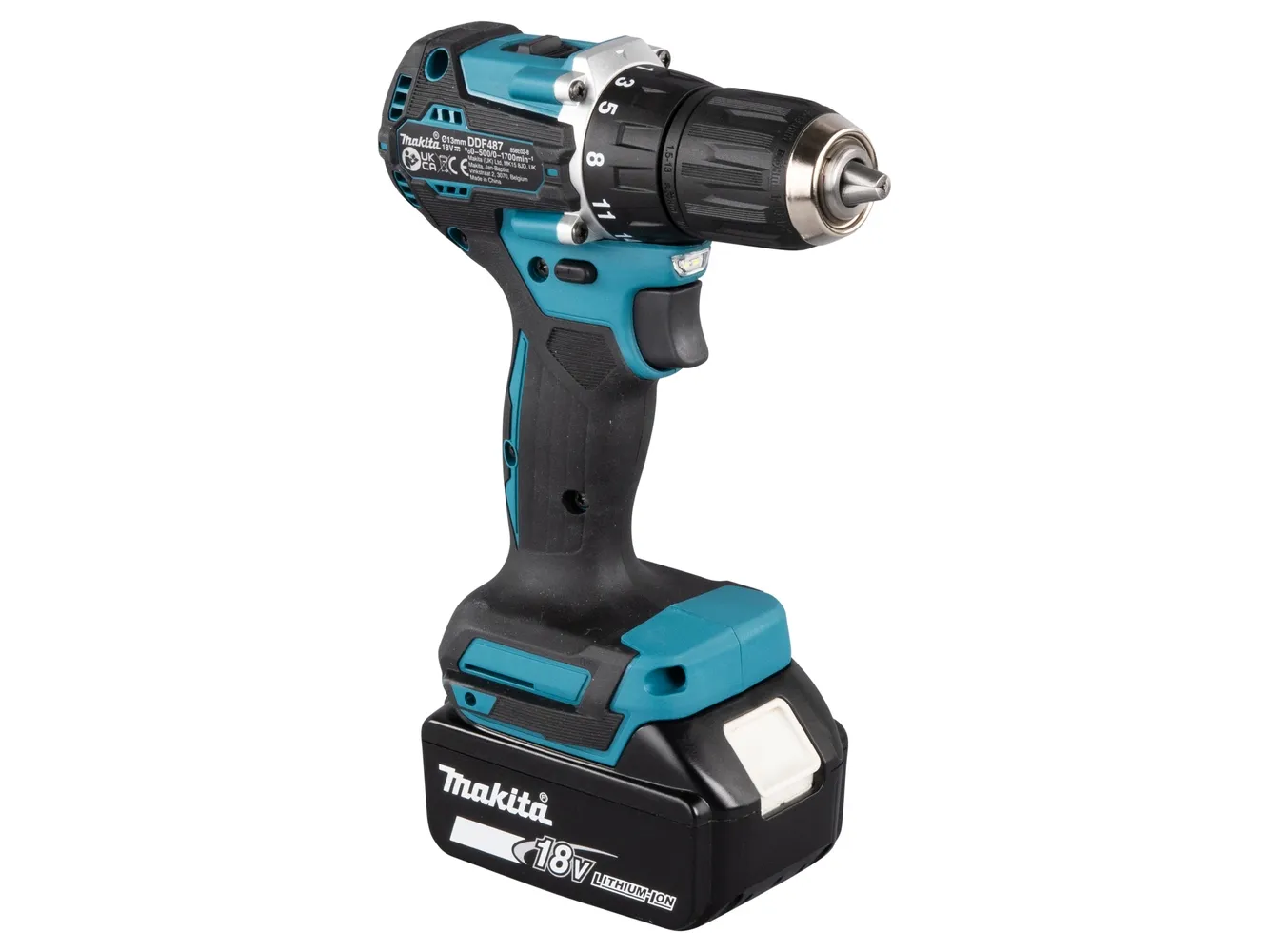 Makita DDF487RFE3 - Bor/driver - ledningfri - 2-hastigheders - nøgleløs borepatron 13 mm - 40 N·m - 3 batterier - 18 V