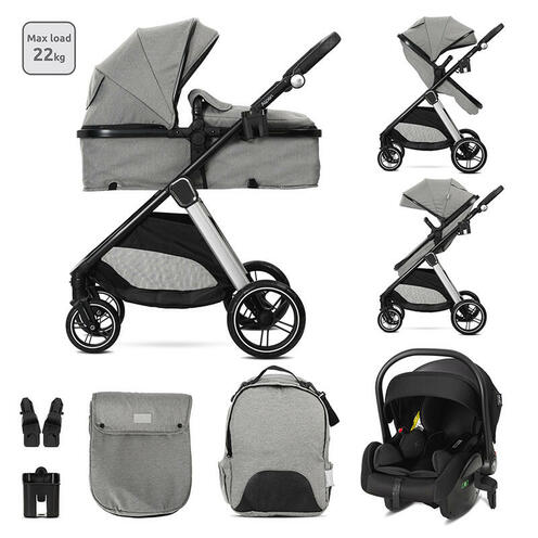 Poussette ASPEN 3en1 + Coque et accessoires GRIS - LORELLI