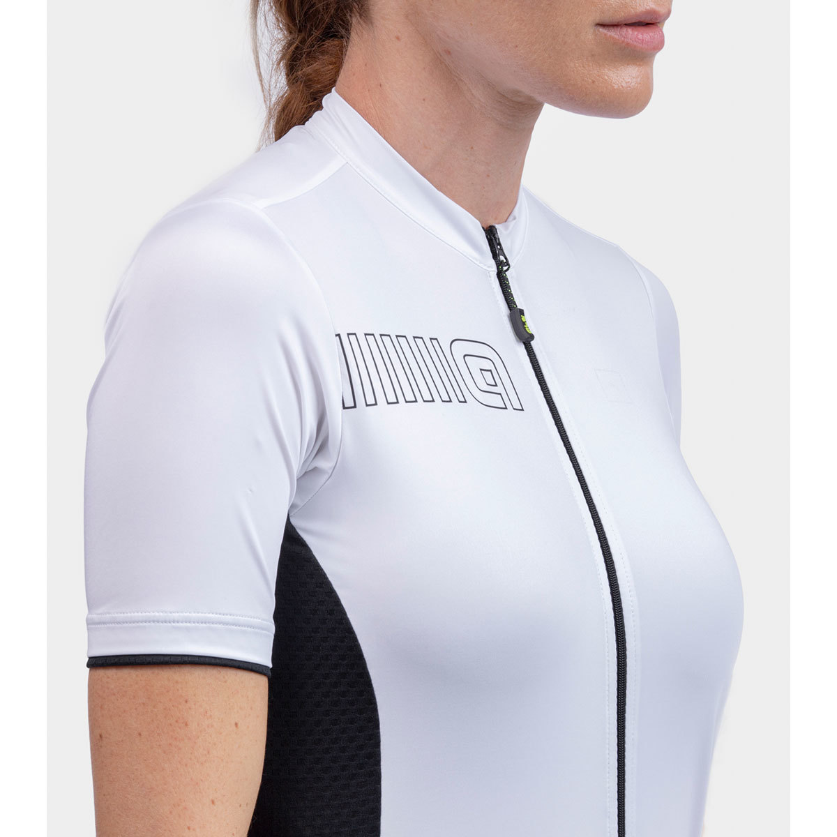Ale Solid Color Block Fietsshirt Korte Mouwen Wit Dames
