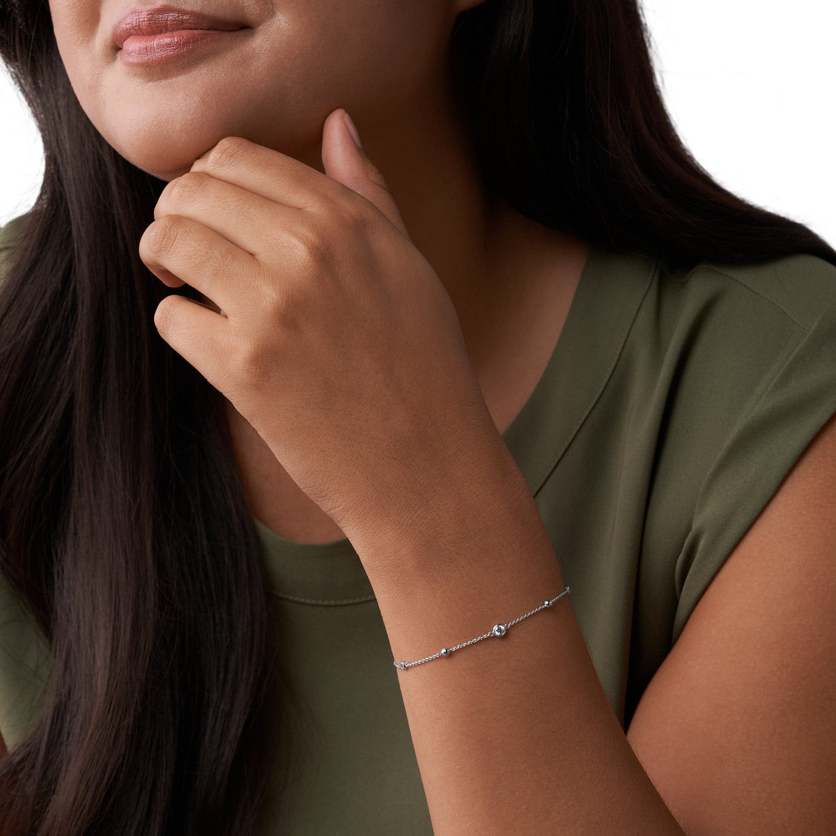 Bracelet FOSSIL argent 925 zirconias 19 cm