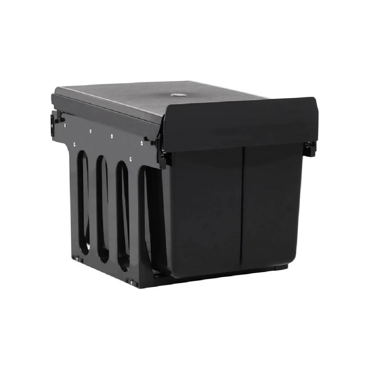 Vente-unique Poubelle amovible de cuisine 48L Noir