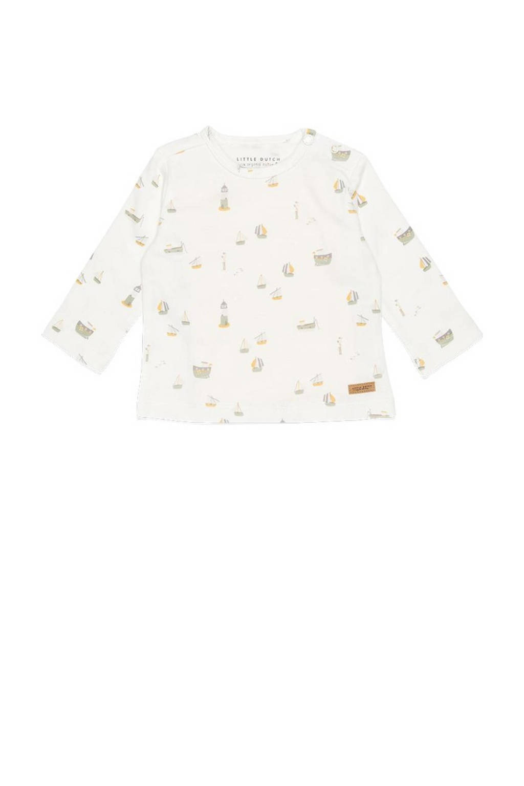 Little Dutch baby longsleeve Sailors Bay met all over print wit
