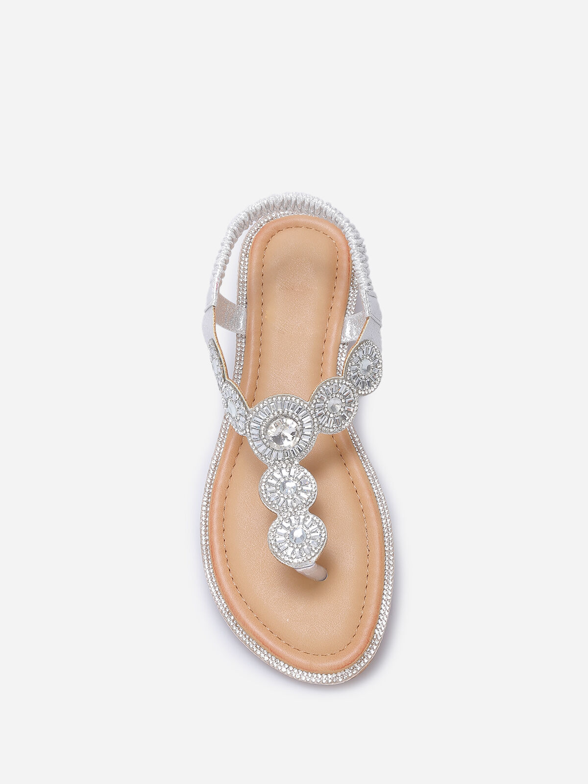 Nu-pieds pailletés à strass- Argenté