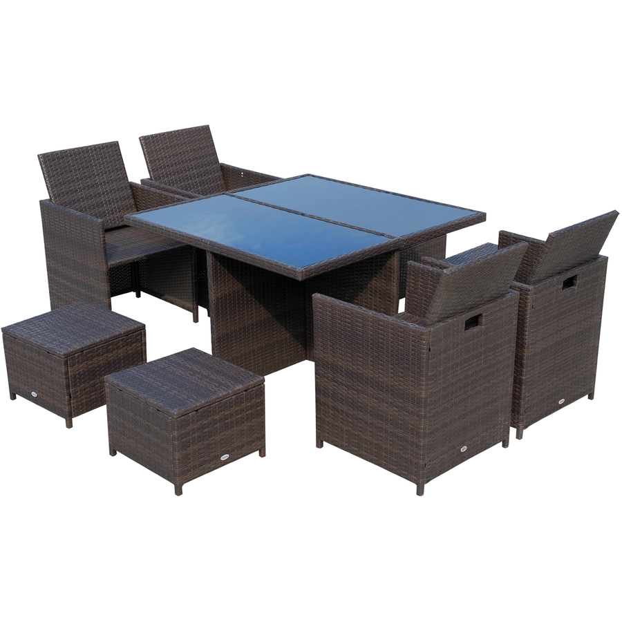 Outsunny Polyrattan Gartenmöbel als 21-tlg. Set braun, cremeweiß