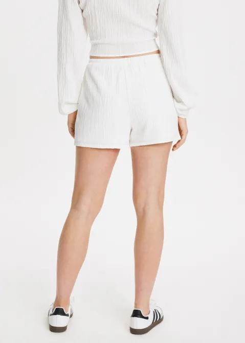 Short met geweven structuur off-white (WIT.O)