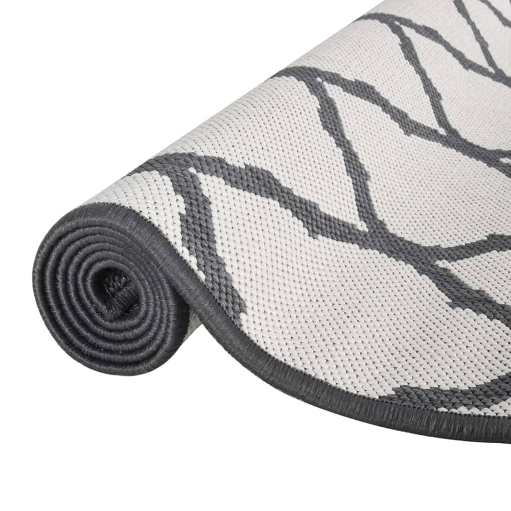 Tapis d'extérieur gris et blanc 100x200 cm design réversible