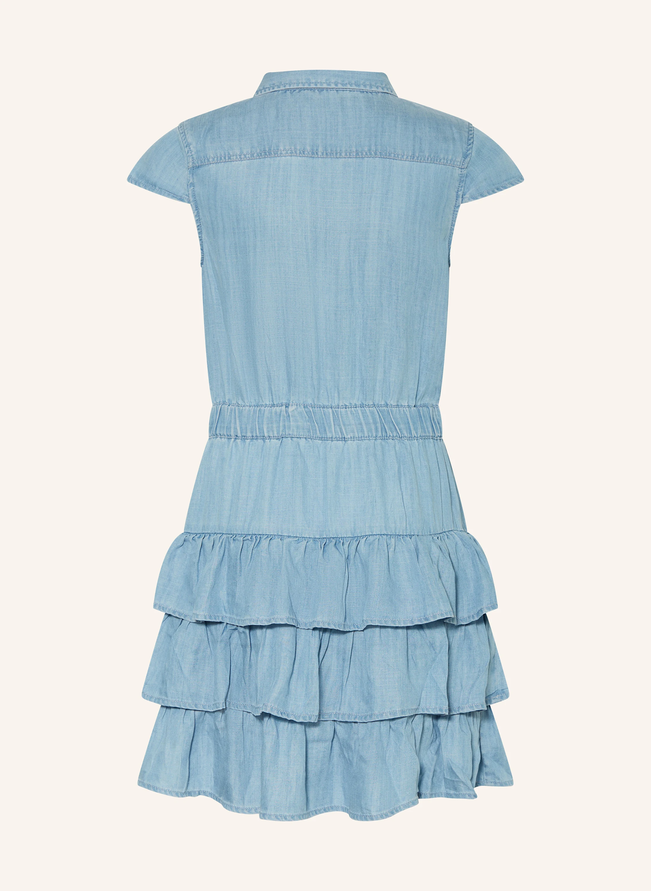 GUESS Hemdblusenkleid in Jeansoptik mit Rüschen