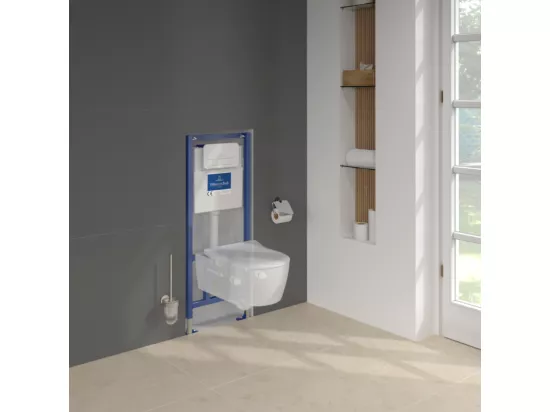 Pack WC suspendu sans bride VILLEROY ET BOCH Avento + Bâti support ViConnect Pro + abattant frein de chute + plaque blanche