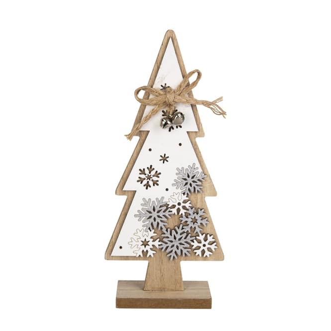 Baum mit Schneeflocken - braun/weiß - ca. 12 x 4 x 23 cm
