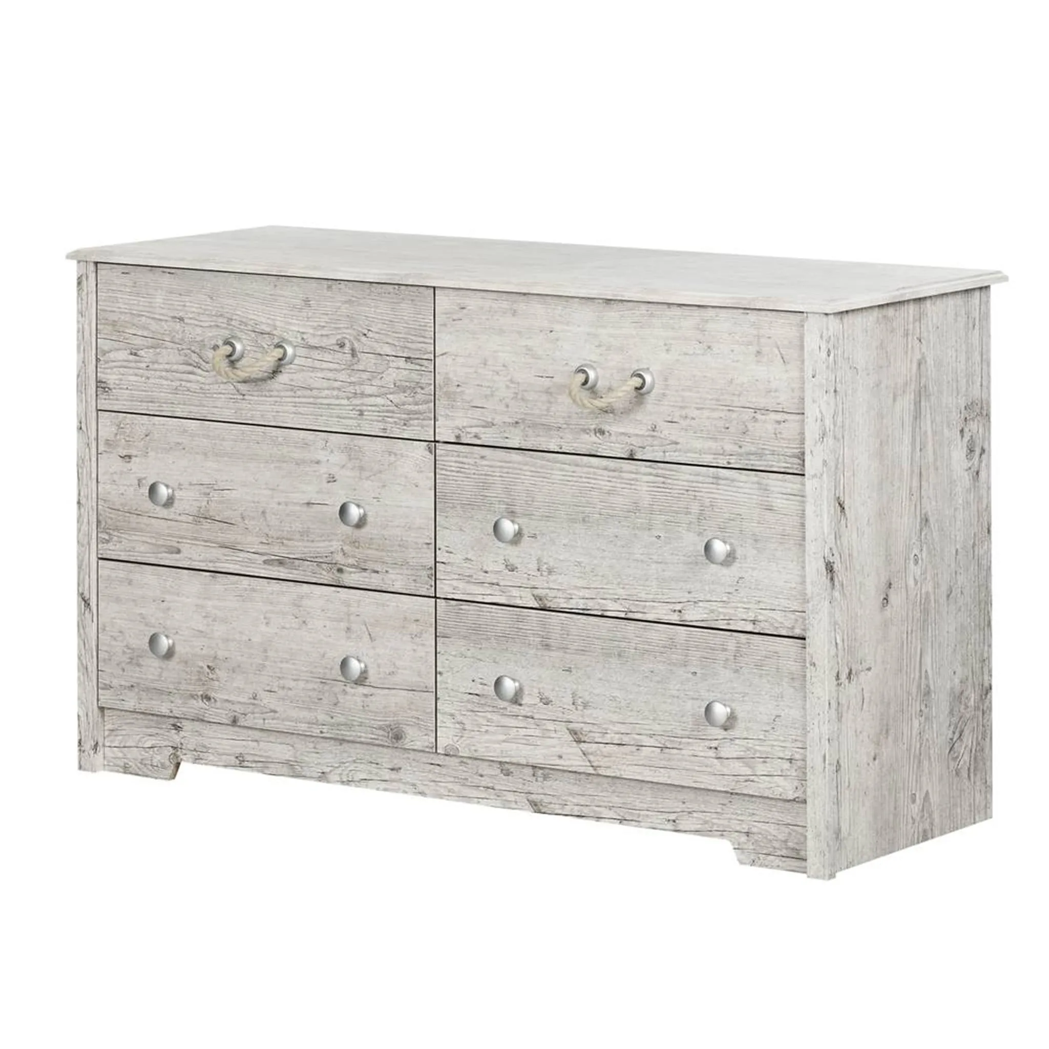 South Shore Bureau Double 6 Tiroirs Navali - Pin Bord de Mer