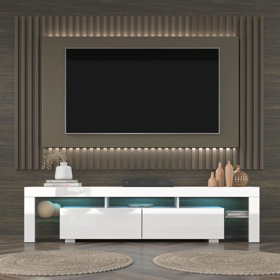 Panama TV-meubel 190 x 45 x 35 cm Glanzend witte fronten met LED-verlichting