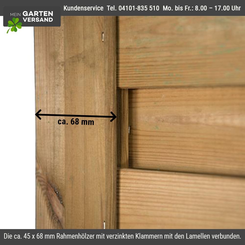 Massiver Gartenzaun Sichtschutz Maß 180 x 180 auf 160 cm (Breite x Höhe) aus Kiefer/Fichte Holz, druckimprägniert mit Bogen 'Bremen Massiv Bogen'