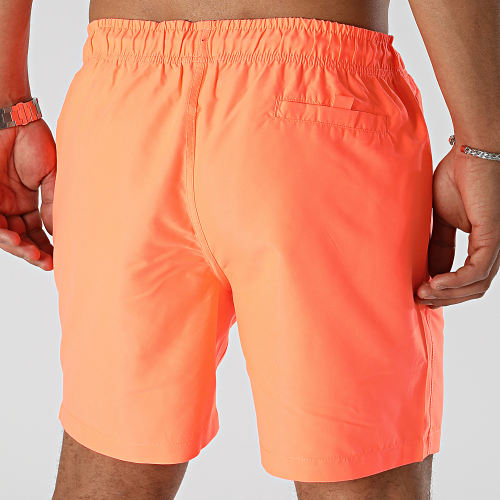 Short De Bain Tag Logo Orange Fluo Noir