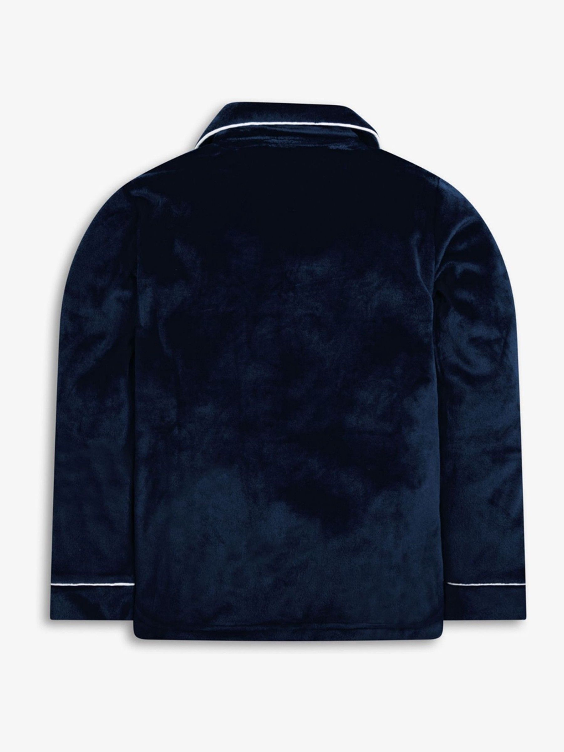 Blauw - The Little Tailor Luxe kerstpyjama voor kinderen van zacht aanvoelend velours