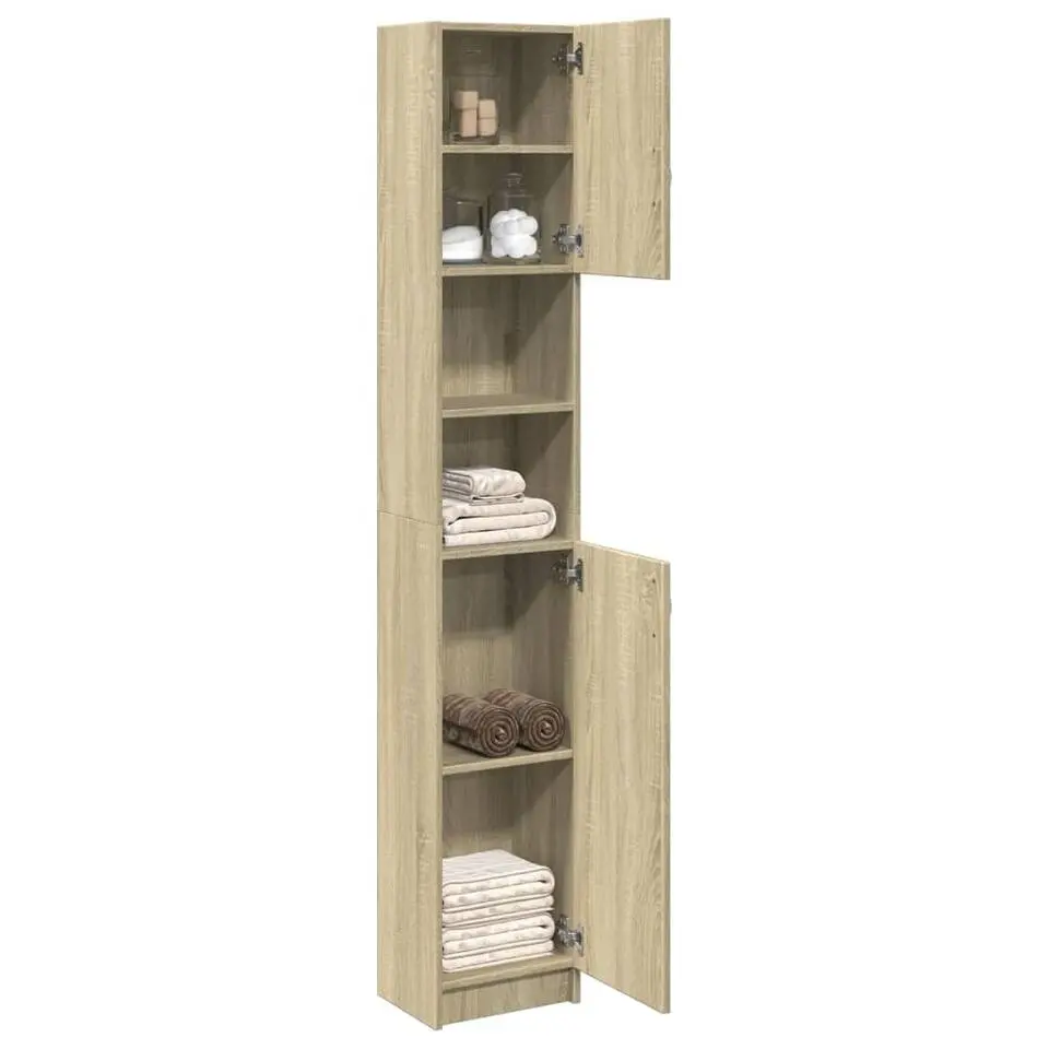 vidaXL - Kolomkast met 2 deuren 2 vakken - Sonoma eiken - Hout - 32x25.5x190 cm
