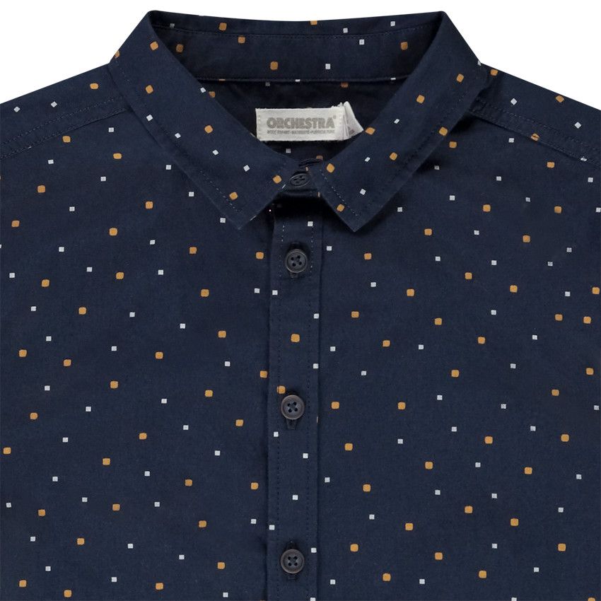 Chemise manches longues imprimé pois pour garçon - Bleu marine