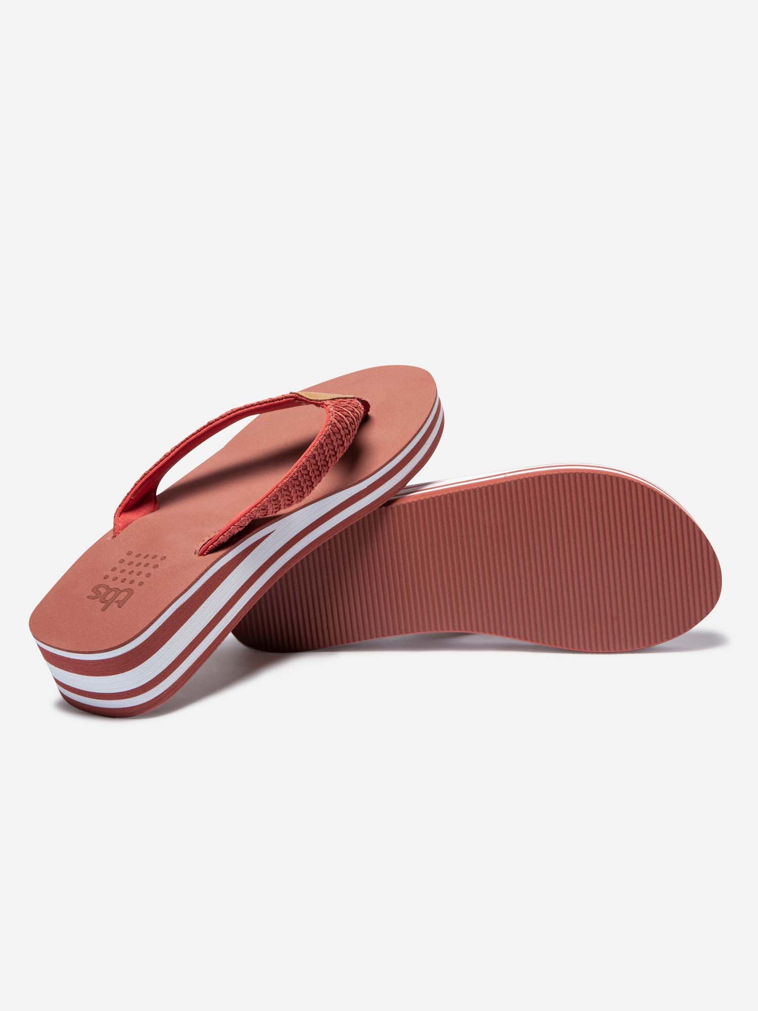 Tongs Compensées Femme Terracotta