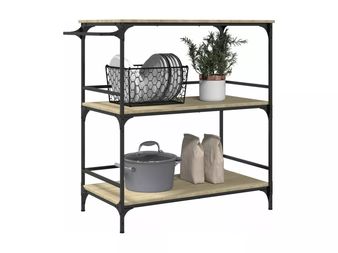 Chariot cuisine chêne sonoma 100,5x50x105 cm bois d'ingénierie