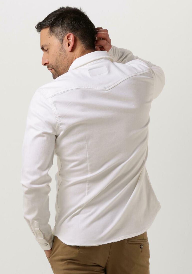 PUREWHITE witte purewhite overshirt denim shirt with pressbuttons and pockets on chest