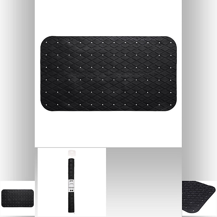 Tapis fond de bain antidérapant 70x35 cm coloris noir, 5Five