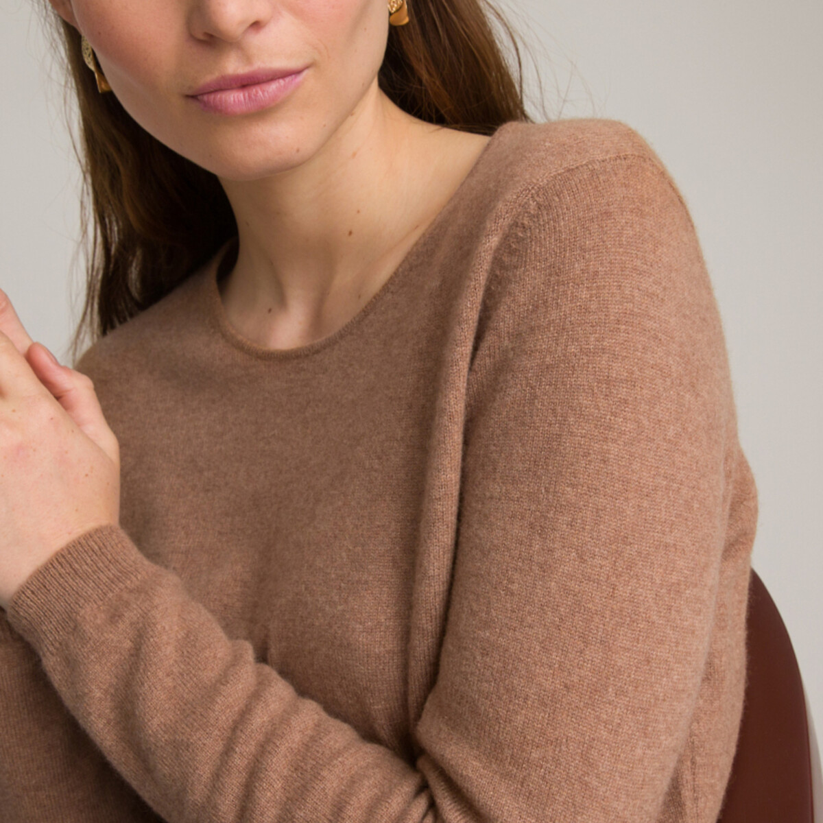 ANNE WEYBURN<br>Suéter de gola redonda, puro cashmere
