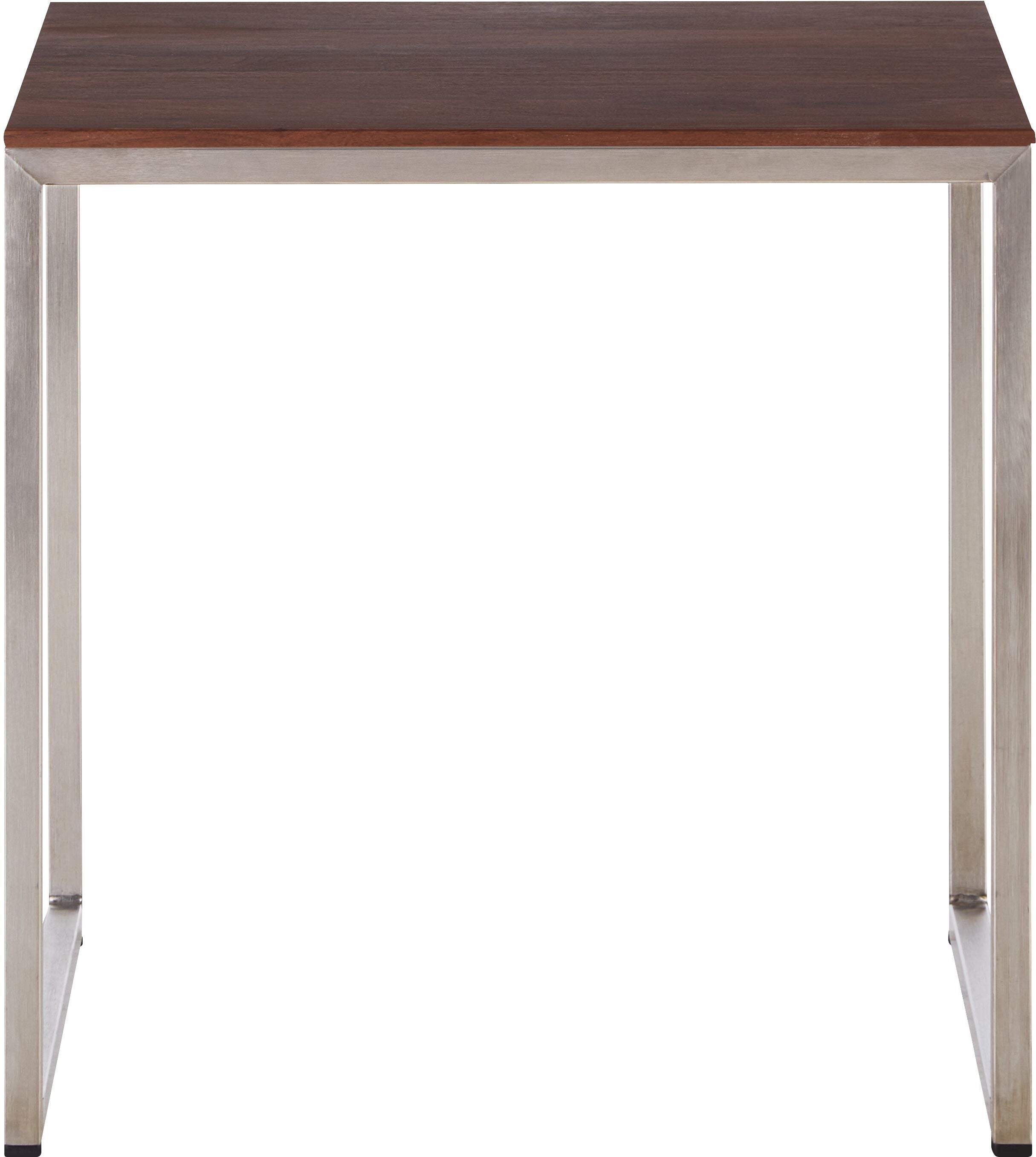 AVEA Beistelltisch - Nussbaum massiv / Edelstahl / B: 40.0 cm x T: 40.0 cm x H: 41.0 cm