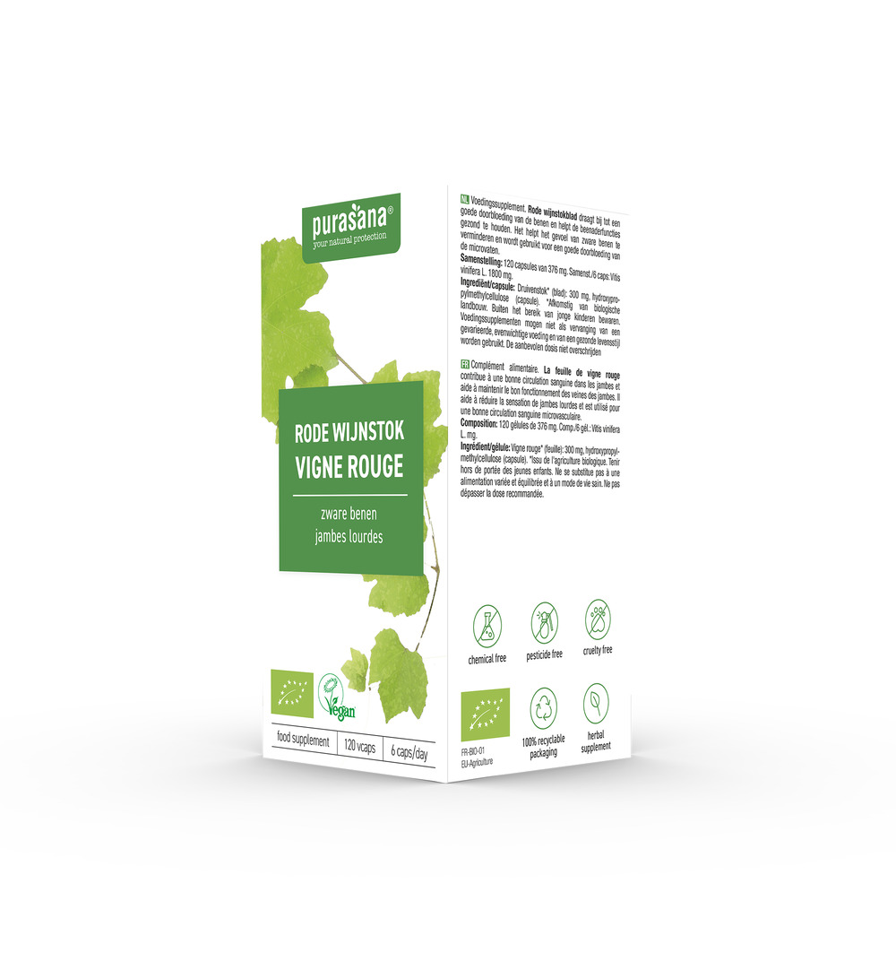 Purasana Rode Wijnstok/Vigne Rouge Vegan Bio (120 vega capsules)